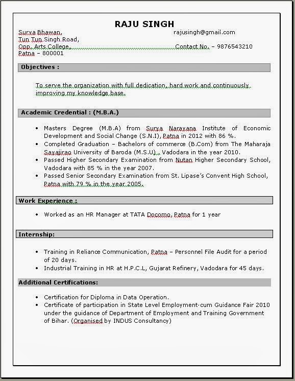 Sample harvard resume format
